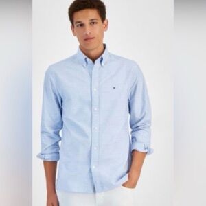 Tommy Hilfiger Gingham Long Sleeve Button Down Shirt | Blue & White | Size XL